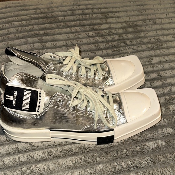 Converse Turbork Metallic Silver and Cream Sneakers - Picture 4 of 4